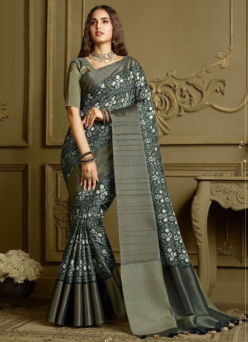 Gray Colour Chapai vol 4 Joh Rivaj Chapa Silk Printed Saree Collection 9504